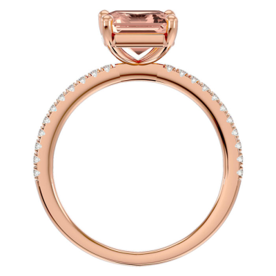 1 1/2 Carat Morganite and Diamond Ring In 14 Karat Rose Gold