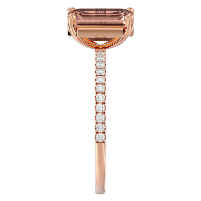1 1/2 Carat Morganite and Diamond Ring In 14 Karat Rose Gold