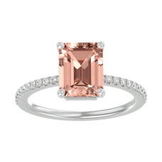 1 1/2 Carat Morganite and Diamond Ring In 14 Karat White Gold