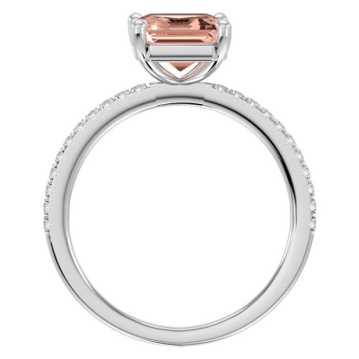 1 1/2 Carat Morganite and Diamond Ring In 14 Karat White Gold