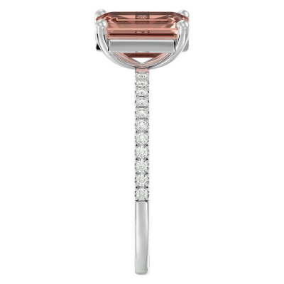 1 1/2 Carat Morganite and Diamond Ring In 14 Karat White Gold