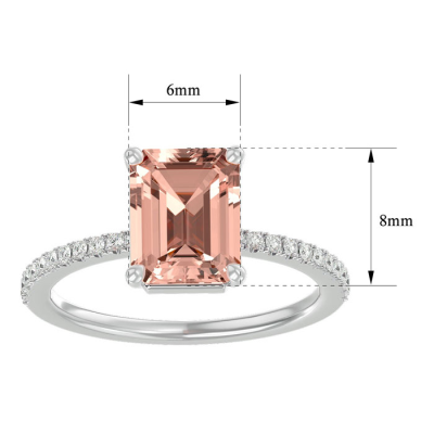 1 1/2 Carat Morganite and Diamond Ring In 14 Karat White Gold