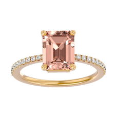 1 1/2 Carat Morganite and Diamond Ring In 14 Karat Yellow Gold