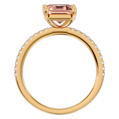 1 1/2 Carat Morganite and Diamond Ring In 14 Karat Yellow Gold