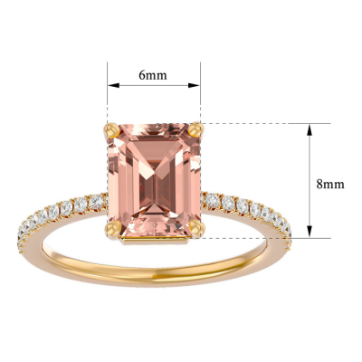 1 1/2 Carat Morganite and Diamond Ring In 14 Karat Yellow Gold
