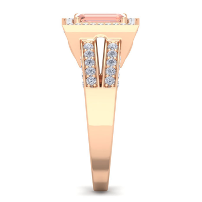 1 1/2 Carat Morganite and Halo Diamond Ring In 14 Karat Rose Gold