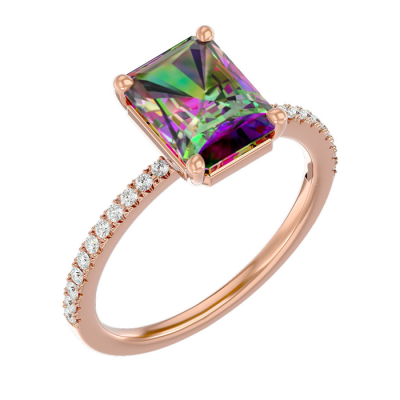 1 1/2 Carat Mystic Topaz and Diamond Ring In 14 Karat Rose Gold