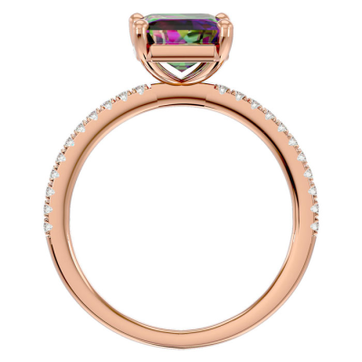 1 1/2 Carat Mystic Topaz and Diamond Ring In 14 Karat Rose Gold