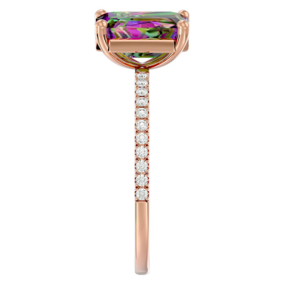 1 1/2 Carat Mystic Topaz and Diamond Ring In 14 Karat Rose Gold