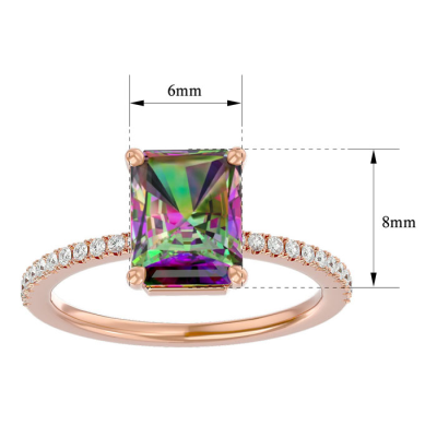 1 1/2 Carat Mystic Topaz and Diamond Ring In 14 Karat Rose Gold