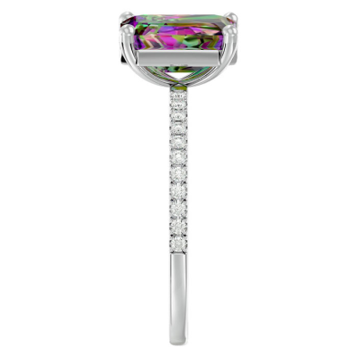 1 1/2 Carat Mystic Topaz and Diamond Ring In 14 Karat White Gold