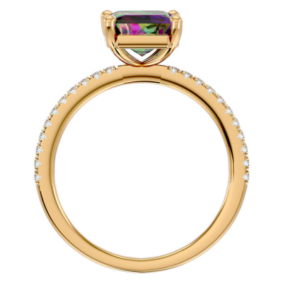 1 1/2 Carat Mystic Topaz and Diamond Ring In 14 Karat Yellow Gold