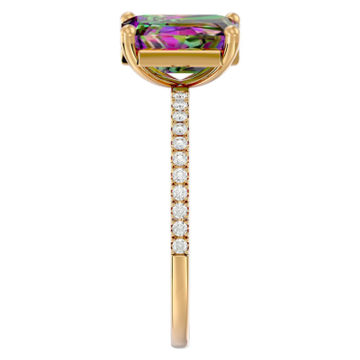 1 1/2 Carat Mystic Topaz and Diamond Ring In 14 Karat Yellow Gold