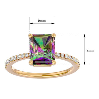 1 1/2 Carat Mystic Topaz and Diamond Ring In 14 Karat Yellow Gold