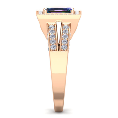 1 1/2 Carat Mystic Topaz and Halo Diamond Ring In 14 Karat Rose Gold