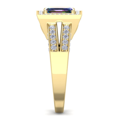 1 1/2 Carat Mystic Topaz and Halo Diamond Ring In 14 Karat Yellow Gold