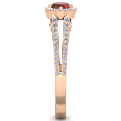 1 1/2 Carat Oval Shape Antique Garnet and Halo Diamond Ring In 14 Karat Rose Gold