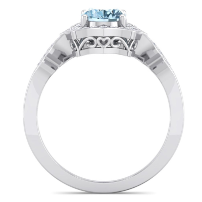 1 1/2 Carat Oval Shape Aquamarine and Diamond Ring In 14 Karat White Gold