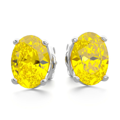 "1 1/2 Carat Oval Shape Citrine Stud Earrings In Sterling Silver