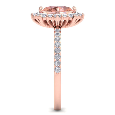 1 1/2 Carat Oval Shape Morganite and Diamond Ring In 14K Rose Gold