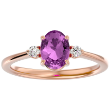1 1/2 Carat Oval Shape Pink Topaz and Two Diamond Ring In 14 Karat Rose Gold