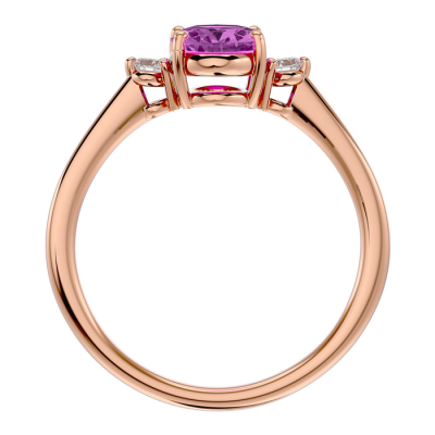 1 1/2 Carat Oval Shape Pink Topaz and Two Diamond Ring In 14 Karat Rose Gold