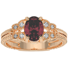 1 1/2 Carat Oval Shape Ruby and Diamond Ring In 10 Karat Rose Gold