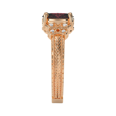 1 1/2 Carat Oval Shape Ruby and Diamond Ring In 10 Karat Rose Gold