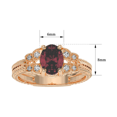 1 1/2 Carat Oval Shape Ruby and Diamond Ring In 10 Karat Rose Gold