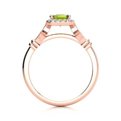 1 1/2 Carat Peridot and Halo Diamond Vintage Ring In 14 Karat Rose Gold