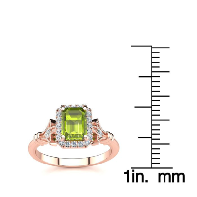 1 1/2 Carat Peridot and Halo Diamond Vintage Ring In 14 Karat Rose Gold