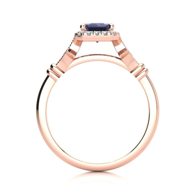 1 1/2 Carat Tanzanite and Halo Diamond Vintage Ring In 14 Karat Rose Gold