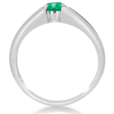 1 1/2ct Oval Created Emerald and Diamond Men's Ring Crafted In Solid 14K White Gold