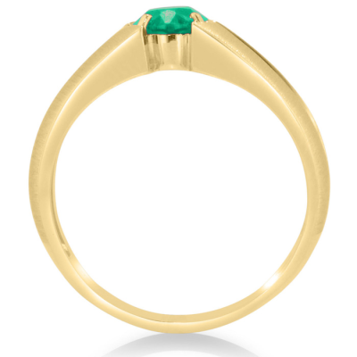 1 1/2ct Oval Created Emerald and Diamond Men's Ring Crafted In Solid 14K Yellow Gold