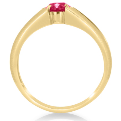 1 1/2ct Oval Created Ruby and Diamond Men's Ring Crafted In Solid Yellow Gold