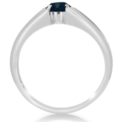 1 1/2ct Oval Created Sapphire and Diamond Men's Ring Crafted In Solid 14K White Gold
