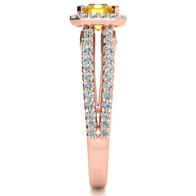 1 1/3 Carat Antique Citrine and Halo Diamond Ring In 14 Karat Rose Gold
