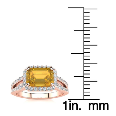 1 1/3 Carat Antique Citrine and Halo Diamond Ring In 14 Karat Rose Gold