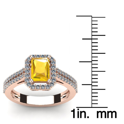 1 1/3 Carat Citrine and Halo Diamond Ring In 14 Karat Rose Gold