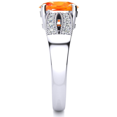 1 1/3 Carat Fire Opal and Diamond Ring In 14 Karat White Gold