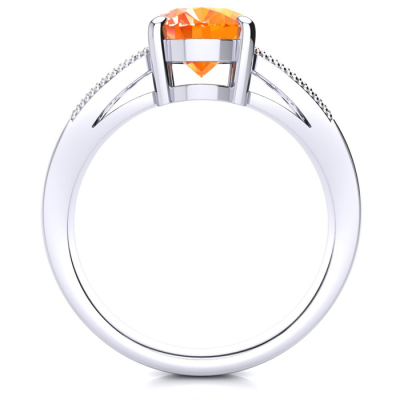 1 1/3 Carat Fire Opal and Diamond Ring In 14 Karat White Gold