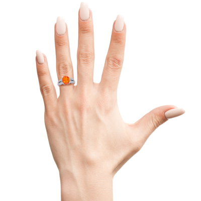 1 1/3 Carat Fire Opal and Diamond Ring In 14 Karat White Gold