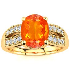 1 1/3 Carat Fire Opal and Diamond Ring In 14 Karat Yellow Gold