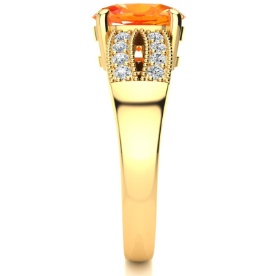 1 1/3 Carat Fire Opal and Diamond Ring In 14 Karat Yellow Gold