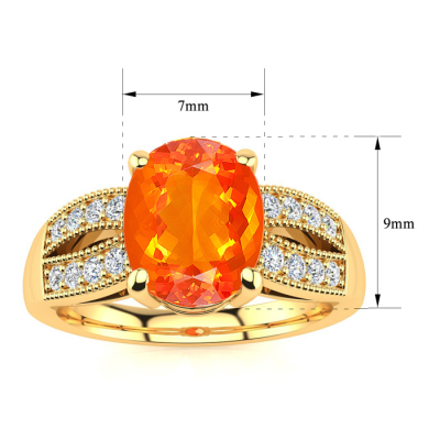 1 1/3 Carat Fire Opal and Diamond Ring In 14 Karat Yellow Gold
