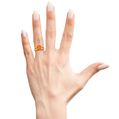 1 1/3 Carat Fire Opal and Diamond Ring In 14 Karat Yellow Gold
