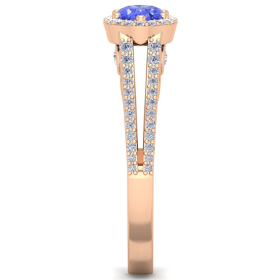 1 1/3 Carat Oval Shape Antique Tanzanite and Halo Diamond Ring In 14 Karat Rose Gold