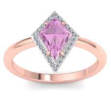 1 3/4 Carat Kite Shape Pink Topaz and Diamond Ring In 14K Rose Gold