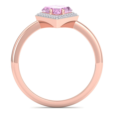 1 3/4 Carat Kite Shape Pink Topaz and Diamond Ring In 14K Rose Gold