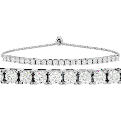 1 Carat Diamond Bolo Bracelet In 14 Karat White Gold, Adjustable 6-9 inches